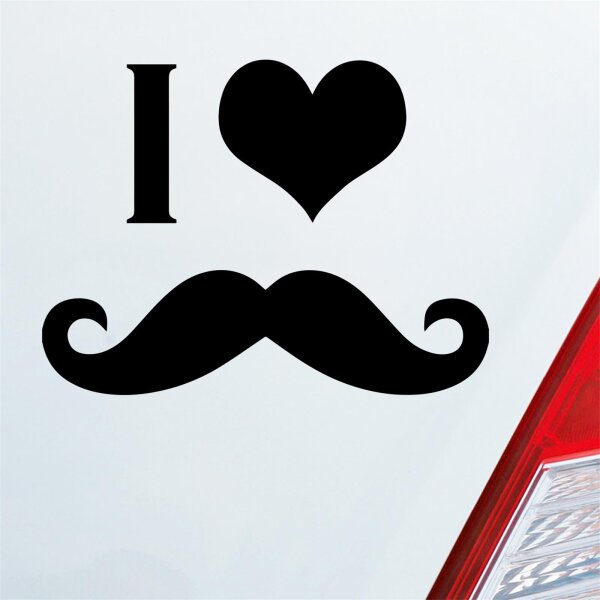 I ? love Mustache Moustache Schnurrbart Auto Aufkleber Sticker Heckscheibenaufkleber