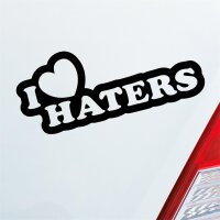 I Love Haters Fun Lustig Spruch Auto Aufkleber Sticker Heckscheibenaufkleber