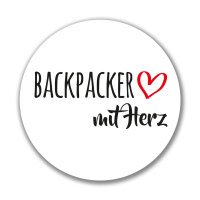 Aufkleber Backpacker mit Herz Sticker 10cm