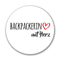 Aufkleber Backpackerin mit Herz Sticker 10cm