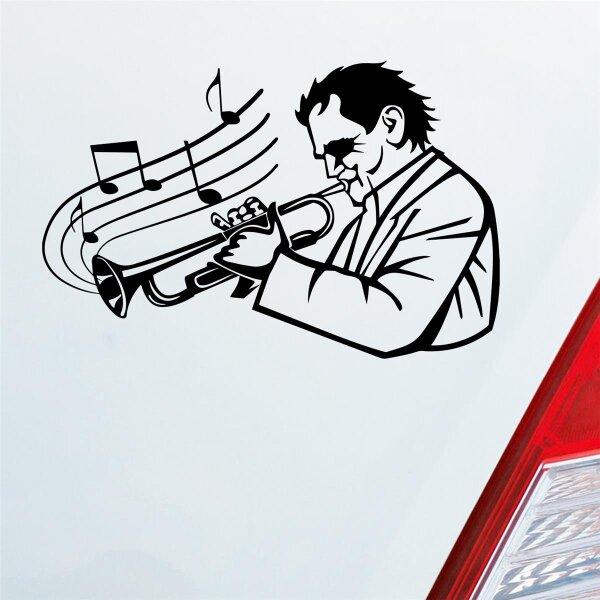 Auto Aufkleber Trompeter Trompete Musiker Jazz Sticker Heckscheibenaufkleber