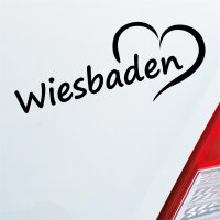 Auto Aufkleber Wiesbaden Herz Stadt City Liebe Love Heart 19,5x8 cm