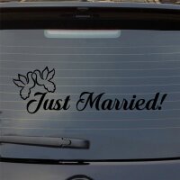 Auto Aufkleber Just Married Tauben Liebe Hochzeit