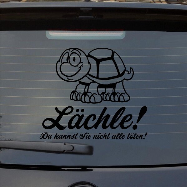 Lächle Du kannst Sie nicht alle töten Schildkröte Auto Aufkleber Sticker Heckscheibenaufkleber