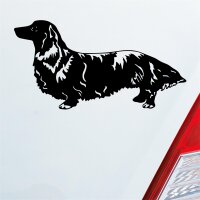 Langhaar Dackel Dog Hund Fun Low JDM Auto Aufkleber Sticker Heckscheibenaufkleber