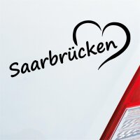 Auto Aufkleber Saarbrücken Herz Stadt City Liebe Love 20x8 cm
