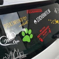 Pfote Paw Dog Hund Tier Haustier Abdruck Auto Aufkleber Sticker Heckscheibenaufkleber