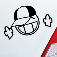 Cooler Smiley Cape Mittelfinger Auto Aufkleber Sticker Heckscheibenaufkleber