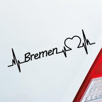 Auto Aufkleber Bremen Herz Puls Stadt City Liebe Love ca. 19 x 5 cm