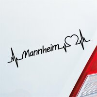 Auto Aufkleber Mannheim Herz Puls Stadt City Liebe Love ca. 19 x 5 cm