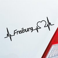 Auto Aufkleber Freiburg Herz Puls Stadt City Liebe Love ca. 19 x 5 cm