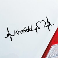 Auto Aufkleber Krefeld Herz Puls Stadt City Liebe Love ca. 19 x 6 cm