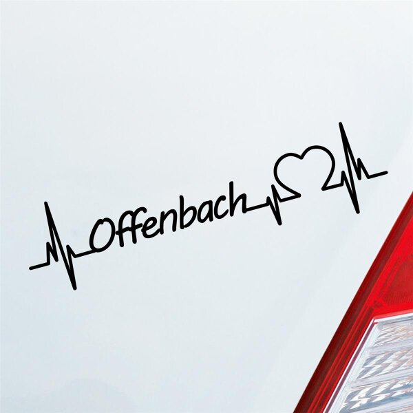 Auto Aufkleber Offenbach Herz Puls Stadt City Liebe Love ca. 19 x 5 cm