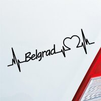 Auto Aufkleber Belgrad Herz Puls Stadt City Liebe Love ca. 19 x 6 cm