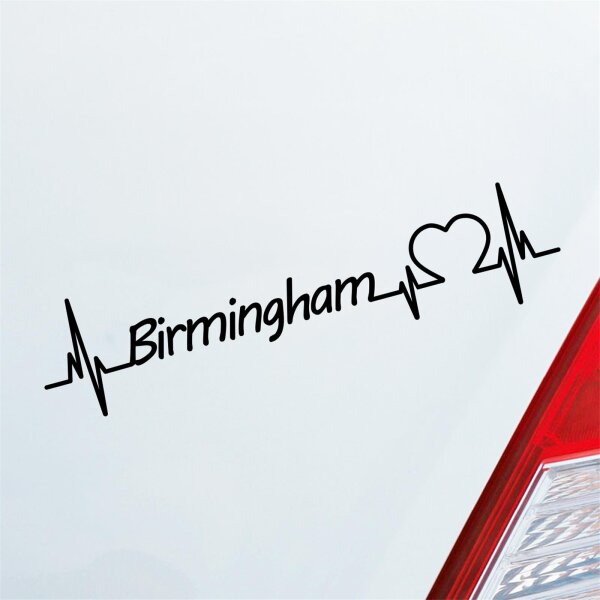 Auto Aufkleber Birmingham Herz Puls Stadt City Liebe Love ca. 19 x 5 cm