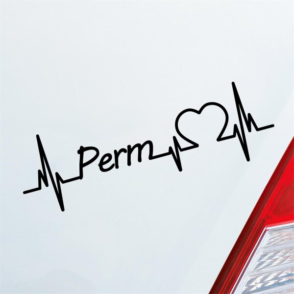 Auto Aufkleber Perm Herz Puls Stadt City Liebe Love ca. 19 x 6 cm