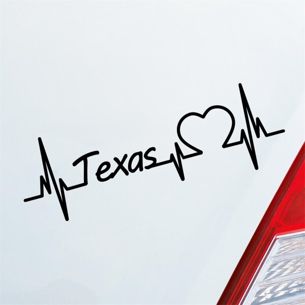 Auto Aufkleber Texas Herz Puls Staat State USA Liebe Love ca. 19 x 6 cm