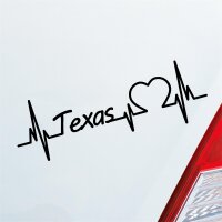 Auto Aufkleber Texas Herz Puls Staat State USA Liebe Love...
