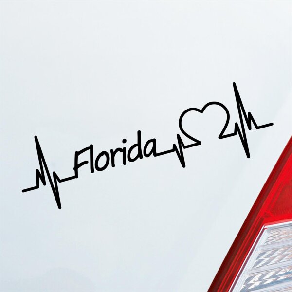 Auto Aufkleber Florida Herz Puls Staat State USA Liebe Love ca. 19 x 6 cm
