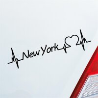 Auto Aufkleber New York Herz Puls Staat State USA Liebe Love ca. 19 x 5 cm
