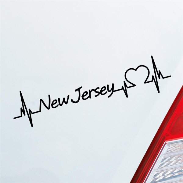 Auto Aufkleber New Jersey Herz Puls Staat State USA Liebe Love ca. 19 x 5 cm