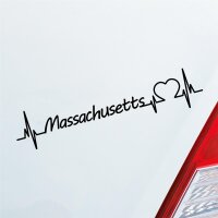Auto Aufkleber Massachusetts Herz Puls Staat State USA Liebe Love ca. 19 x 4 cm