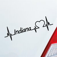 Auto Aufkleber Indiana Herz Puls Staat State USA Liebe Love ca. 19 x 6 cm