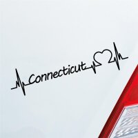 Auto Aufkleber Connecticut Herz Puls Staat State USA...
