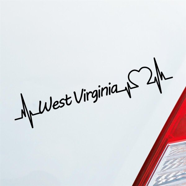 Auto Aufkleber West Virginia Herz Puls Staat State USA Liebe Love ca. 19 x 4 cm