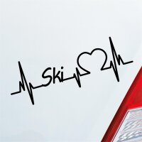 Ski Herzschlag Wintersport Urlaub Sport Liebe Auto Aufkleber Sticker Heckscheibenaufkleber