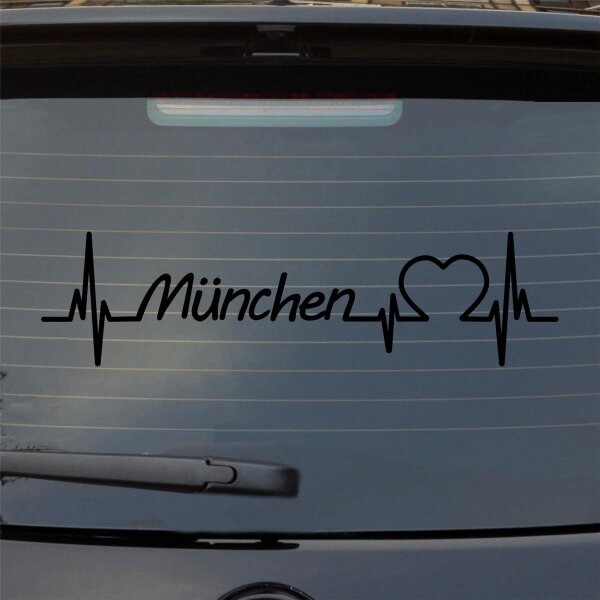 München Herz Puls Stadt Liebe Auto Aufkleber Sticker Heckscheibenaufkleber
