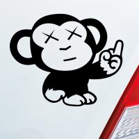 Affe Mittelfinger Fun Tier Motorrad Monkey Ape Auto Aufkleber Sticker Heckscheibenaufkleber