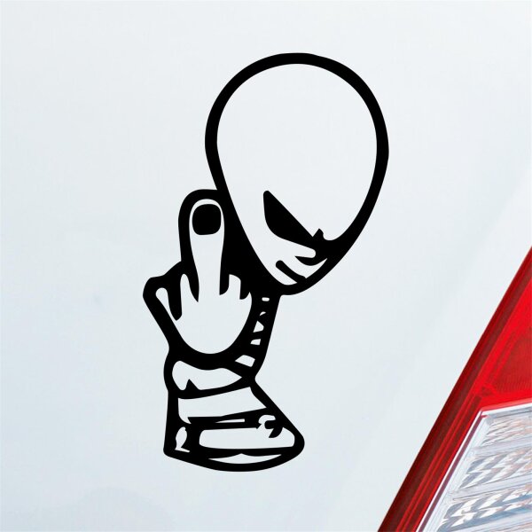Alien Außerirdischer Mittelfinger Tuning Auto Aufkleber Sticker Heckscheibenaufkleber