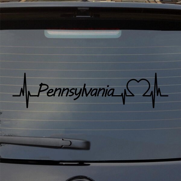 Pennsylvania Herzschlag Puls Staat USA Liebe Auto Aufkleber Sticker Heckscheibenaufkleber
