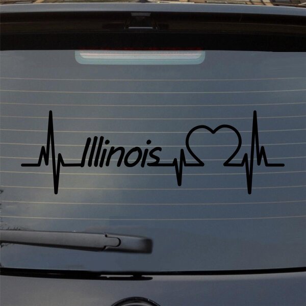 Illinois Herzschlag Puls Staat USA Liebe Auto Aufkleber Sticker Heckscheibenaufkleber
