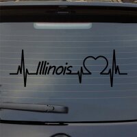 Illinois Herzschlag Puls Staat USA Liebe Auto Aufkleber...