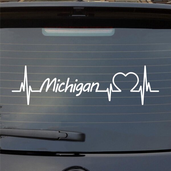 Michigan Herzschlag Puls Staat USA Liebe Auto Aufkleber Sticker Heckscheibenaufkleber