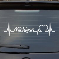 Michigan Herzschlag Puls Staat USA Liebe Auto Aufkleber...