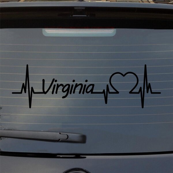 Virginia Herzschlag Puls Staat USA Liebe Auto Aufkleber Sticker Heckscheibenaufkleber