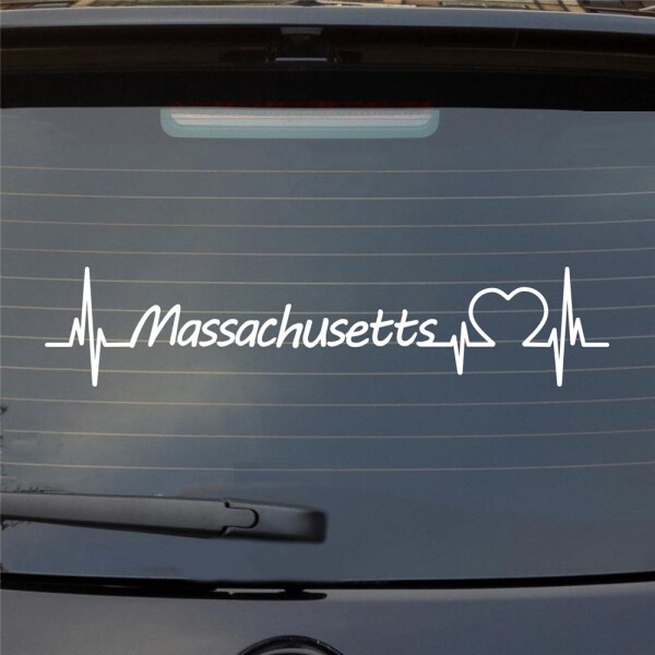 Massachusetts Herzschlag Puls Staat USA Liebe Auto Aufkleber Sticker Heckscheibenaufkleber