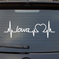 Iowa Herzschlag Puls Staat State USA Liebe Auto Aufkleber Sticker Heckscheibenaufkleber