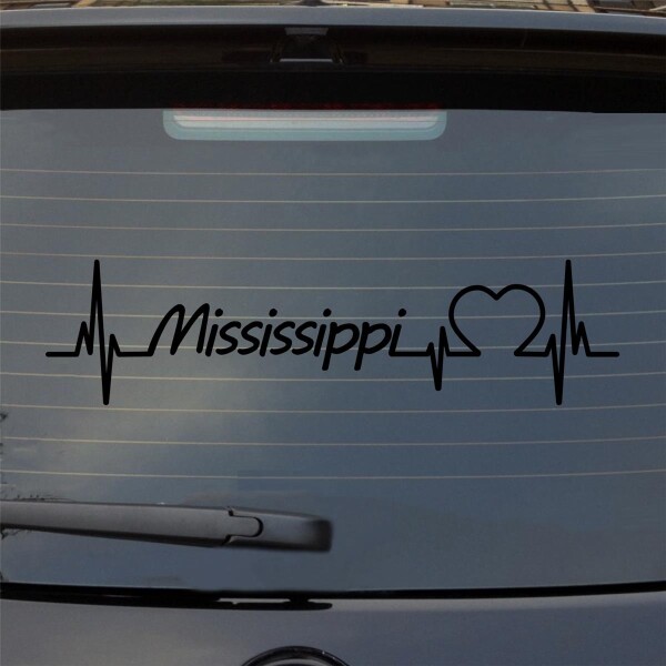 Mississippi Herzschlag Puls Staat USA Liebe Auto Aufkleber Sticker Heckscheibenaufkleber