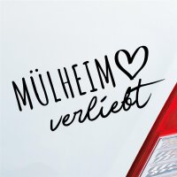 Mülheim verliebt Herz Stadt Heimat Liebe Car Auto Aufkleber Sticker Heckscheibenaufkleber
