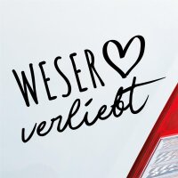 Weser verliebt Herz Fluss Wasser Water Liebe Car Auto Aufkleber Sticker Heckscheibenaufkleber