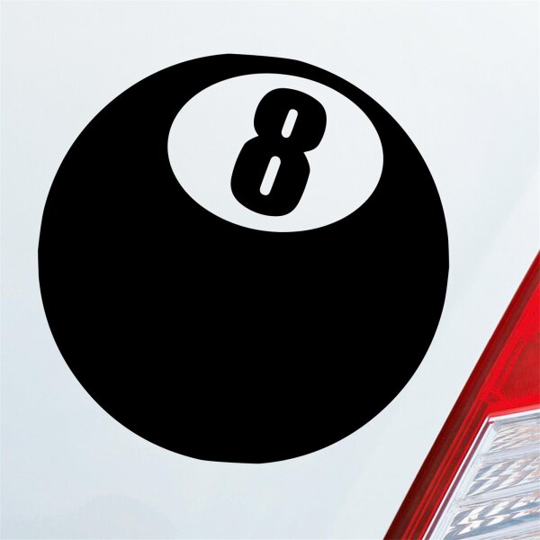 Billard Kugel Ball Nummer 8 schwarze Acht Auto Aufkleber Sticker Heckscheibenaufkleber