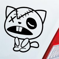 Comic Katze Tier Cat Fun Spaß Freak Auto Aufkleber Sticker Heckscheibenaufkleber