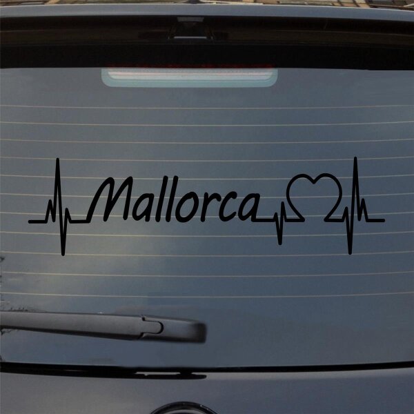 Heckscheibenaufkleber Mallorca Puls Herzschlag Fun Sticker Auto-Aufkleber mit Insel Motiv