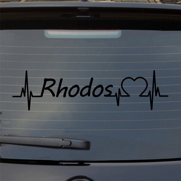 Heckscheibenaufkleber Rhodos Puls Herzschlag Fun Sticker Auto-Aufkleber mit Insel Motiv