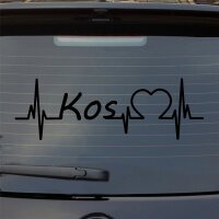 Heckscheibenaufkleber Kos Puls Herzschlag Fun Sticker Auto-Aufkleber mit Insel Motiv