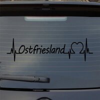 Heckscheibenaufkleber Ostfriesland Puls Herzschlag Fun Sticker Auto-Aufkleber mit Ferien Region Motiv